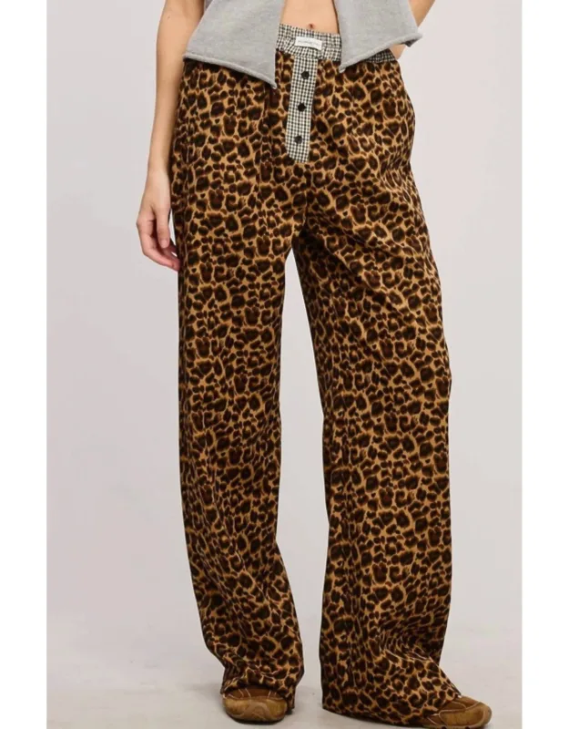 Plaid Flannel Contrast Waistband Leopard Boxers
