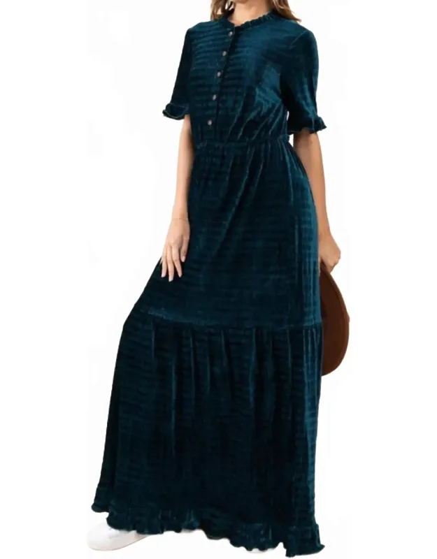 Odense Velvet Striped Maxi Dress