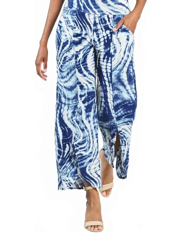 Crepe Knit Front Slit Ankle Petal Pants