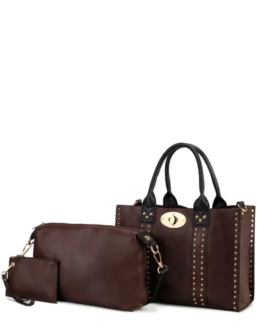 Elissa 3 Pc Set Satchel Handbag With Pouch & Coin Purse