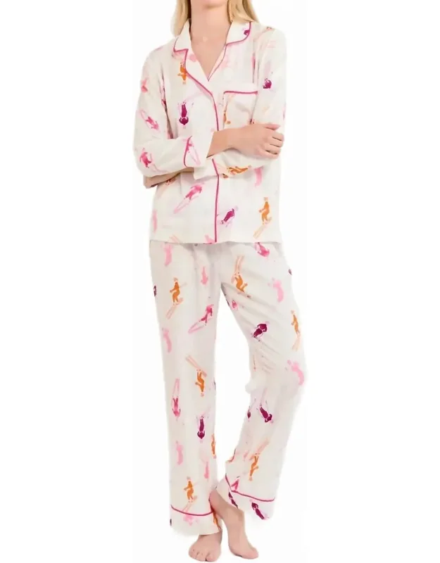 Bluebird Day Long Sleeve Pajama Set In Ski Print