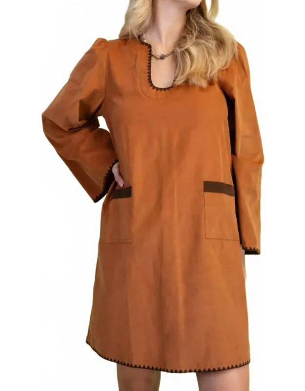 Corduroy U-neck Dress