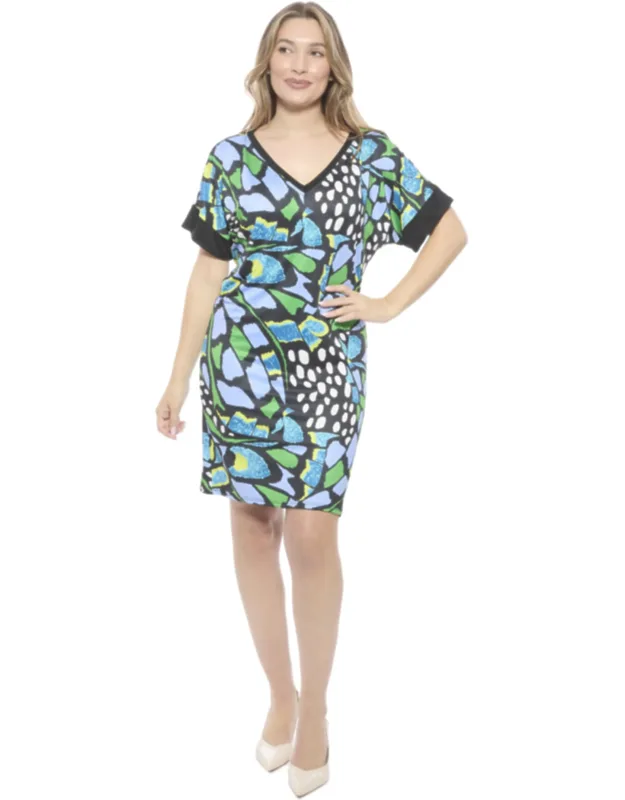 Butterfly Short Sleeve Knee Length T-shirt Dress