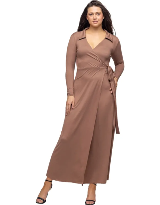 _maxi Dress With Adjustable Waist Tie And Soft Stretch Fabric_