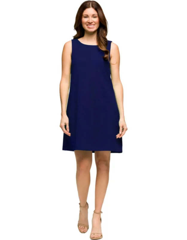 Round Neck Sleeveless A-line Mini Shift Dress
