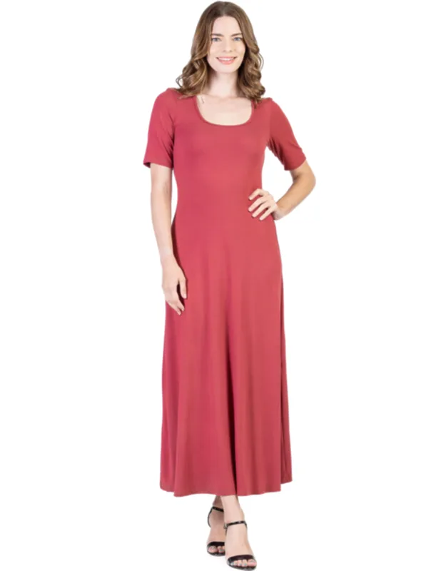 Petite Casual Maxi Dress With Sleeves