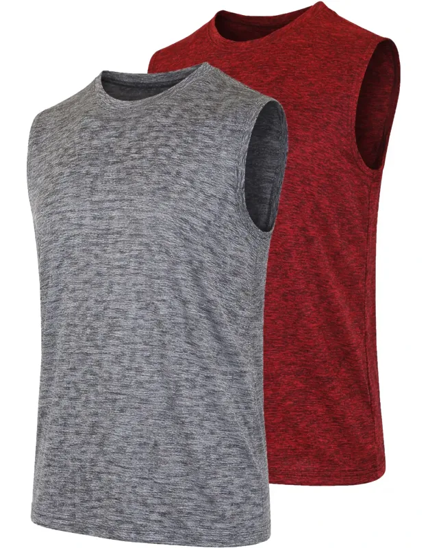 Moisture-wicking Wrinkle-free Performance Muscle Tees - 2 Pack