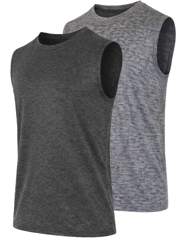 Moisture-wicking Wrinkle-free Performance Muscle Tee - 2 Pack