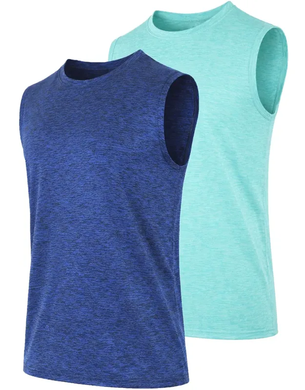 Moisture-wicking Wrinkle-free Performance Muscle Tees - 2 Pack