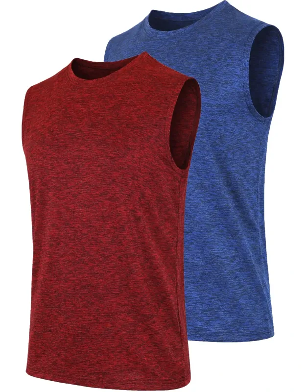 Moisture-wicking Wrinkle-free Performance Muscle Tees - 2 Pack