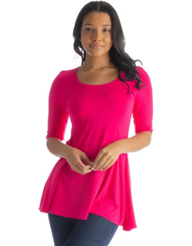 Elbow Sleeve Swing Tunic Top