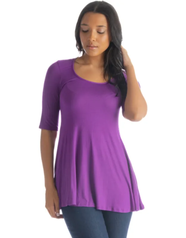 Elbow Sleeve Swing Tunic Top