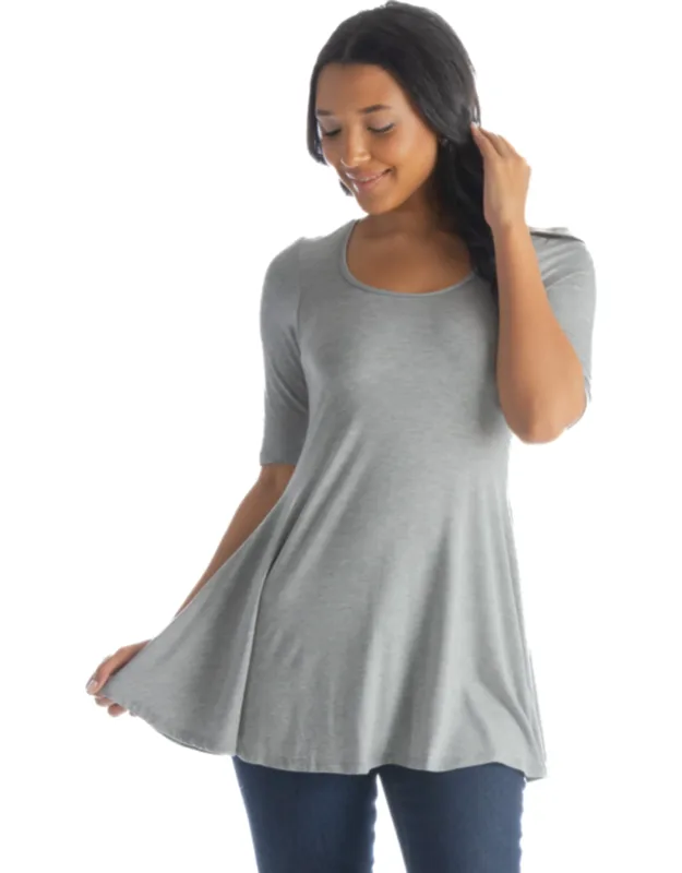 Elbow Sleeve Swing Tunic Top