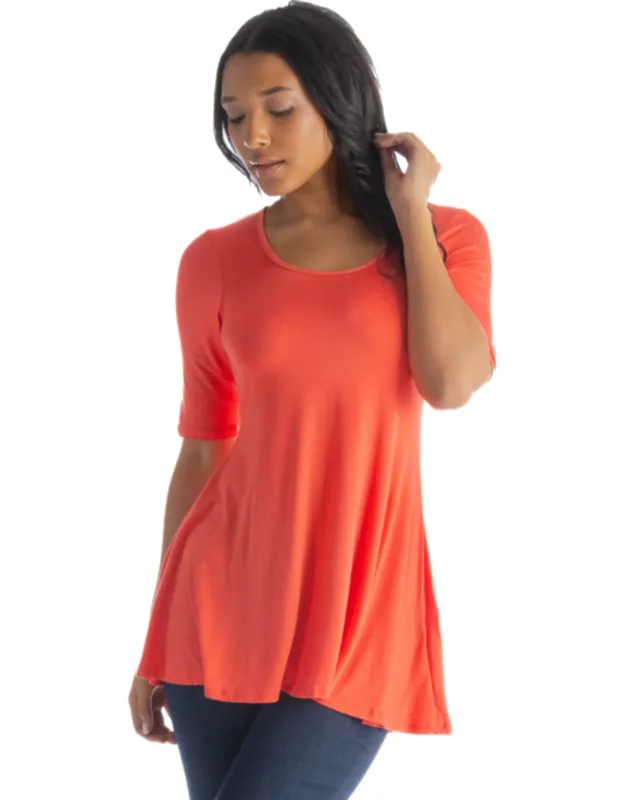 Elbow Sleeve Swing Tunic Top