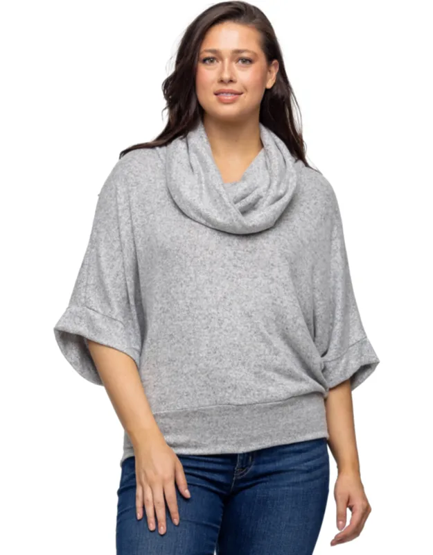 Cowl Neck Dolman Sleeve Sweater Top