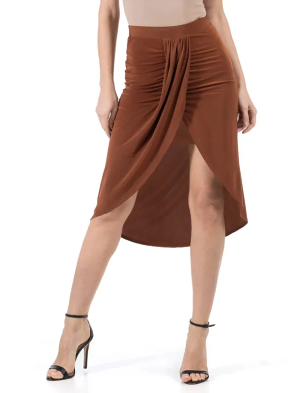 Solid Color Knee Length Tulip Skirt