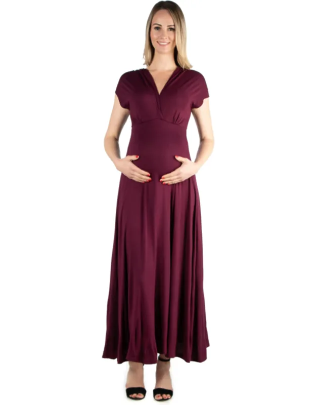 _maxi Dress With Cap Sleeves And Empire Waist_