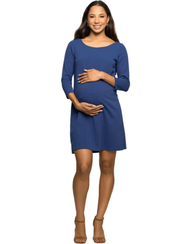 Maternity Three Quarter Sleeve A Line Knee Length Dress