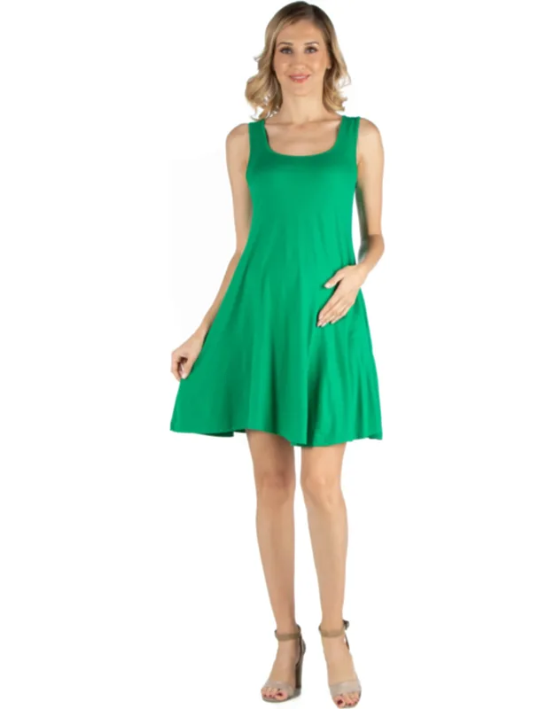 Maternity Scoop Neck Sleeveless A Line Slim Fit N Flare Knee Length Dress