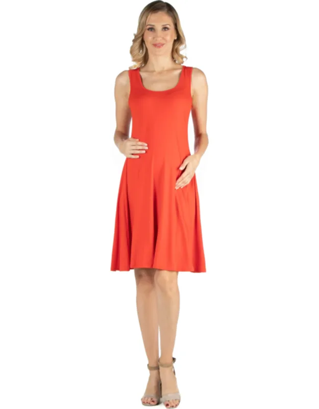 Maternity Scoop Neck Sleeveless A-line Slim Fit Flare Knee Length Dress