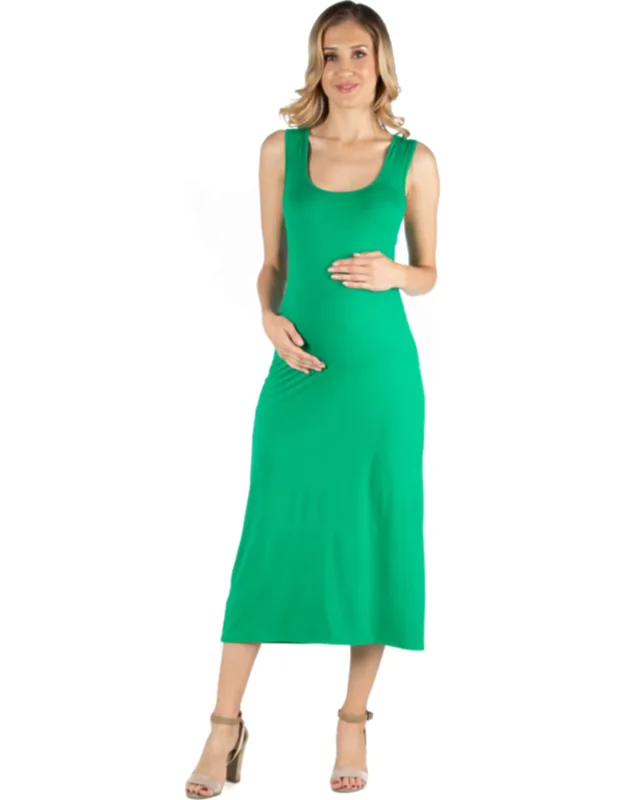 Maternity Scoop Neck Sleeveless Racerback Maxi Dress