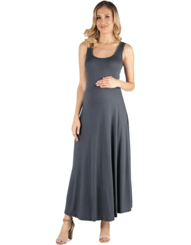 Maternity Scoop Neck Sleeveless A Line Maxi Dress