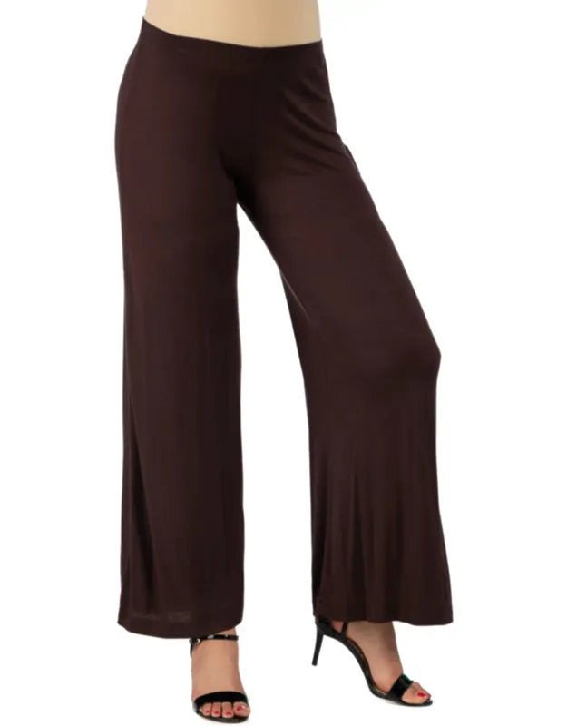 24seven Comfort Apparel Maternity Palazzo Pants With Stretchy Elastic Waist And Flared Legs