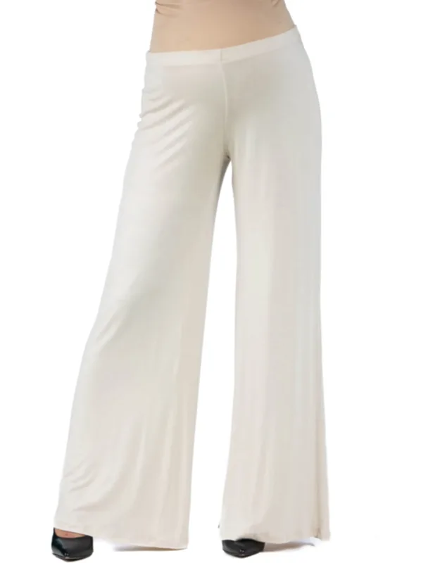 24seven Comfort Apparel Maternity Palazzo Pants With Stretchy Elastic Waist And Flared Legs