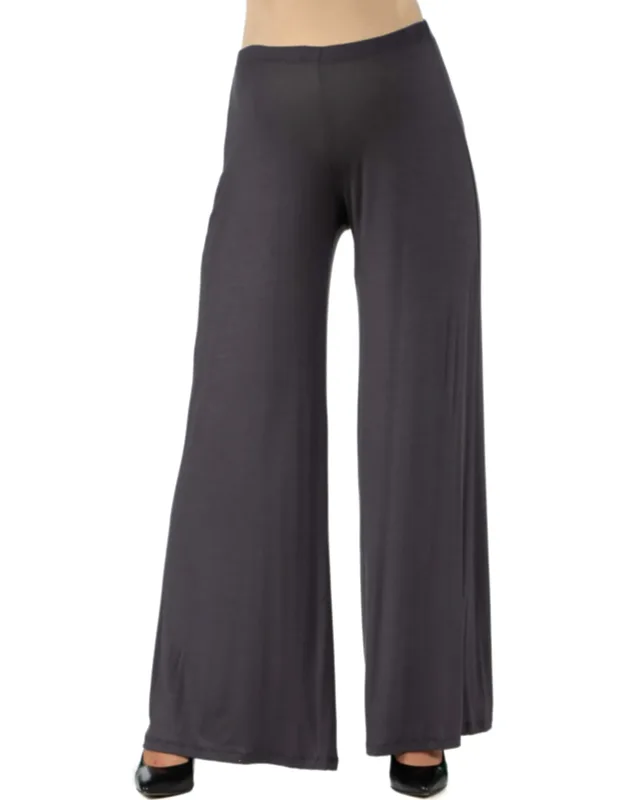 Comfort Apparel Maternity Palazzo Pants With Stretchy Elastic Waist And Flared Legs