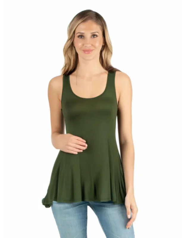 Maternity Scoop Neck Sleeveless Flared Tunic Tank Top