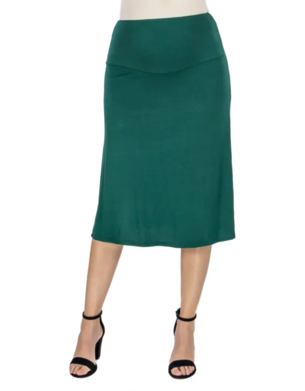 Comfort Apparel Maternity Elastic Waist Skirt With Soft Rayon Spandex Blend