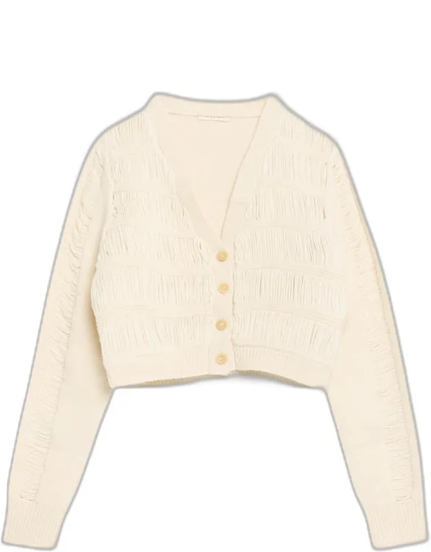Ladder Knit V-neck Crop Cardigan