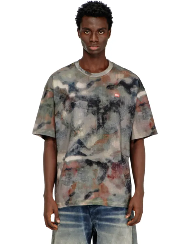 Heavy Cotton T-shirt With Camo Print
