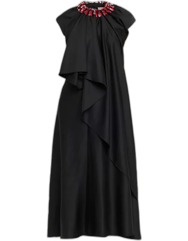 Embellished Asymmetric Backless Maxi Dress