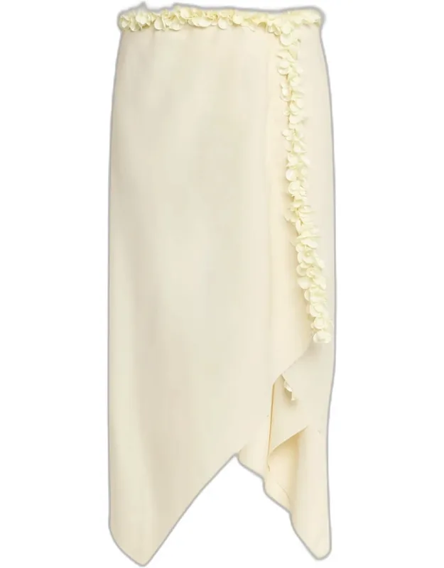 Embellished Asymmetric Linen Midi Skirt