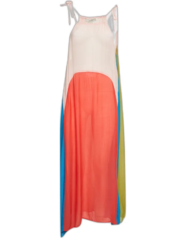 Colour Block Crinkle Crepe Maxi Dress