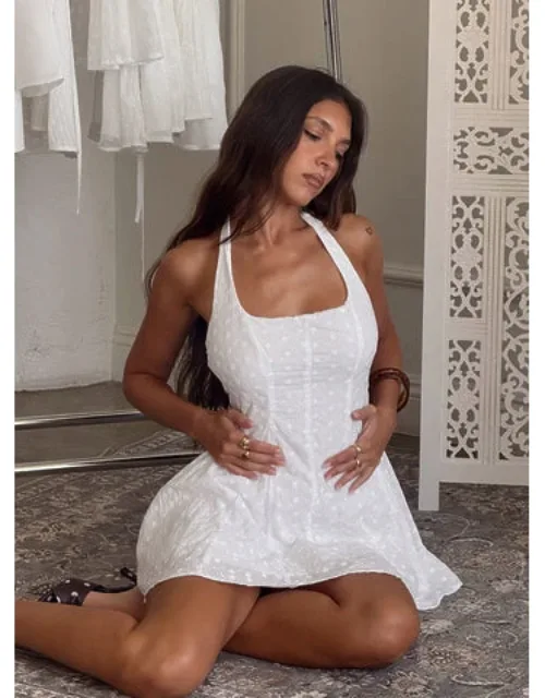 Halter Mini Dress With Pleating Detail, Tie Straps