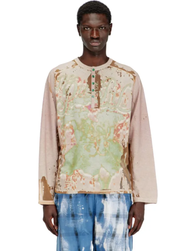 Henley Shirt In Printed Devoré Jersey