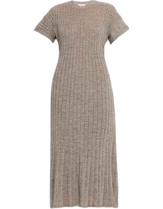 Metallic Linen Rib Midi Dress