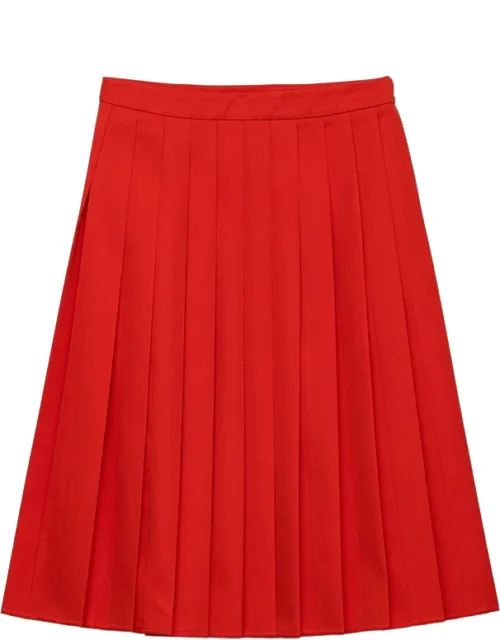 Pleated Gabardine Midi-skirt