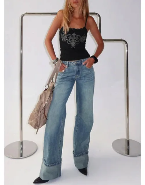 Wide Cuff Baggy Jeans