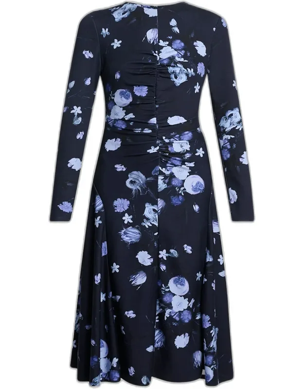 Floral Gathered Midi Dress