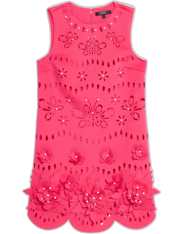 Scalloped Cutout Embellished Mini Dress