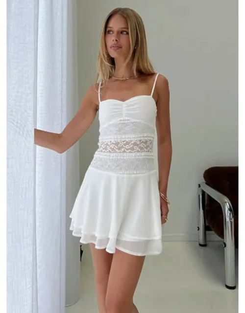Memoria Lace Mini Dress With Sweetheart Neckline And Pleated Hem
