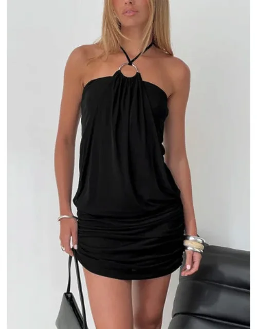 Draped Ring Detail Mini Dress