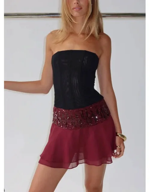 Drop Waist Sequin Mini Skirt