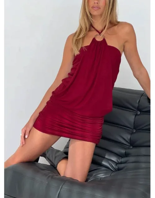 Draped Ring Detail Mini Dress