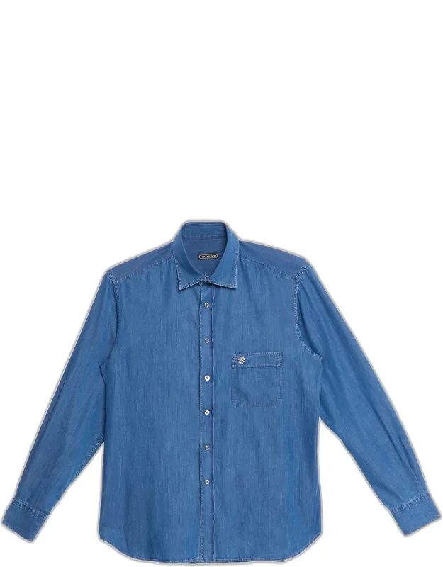 Denim Snap-front Button-down Shirt