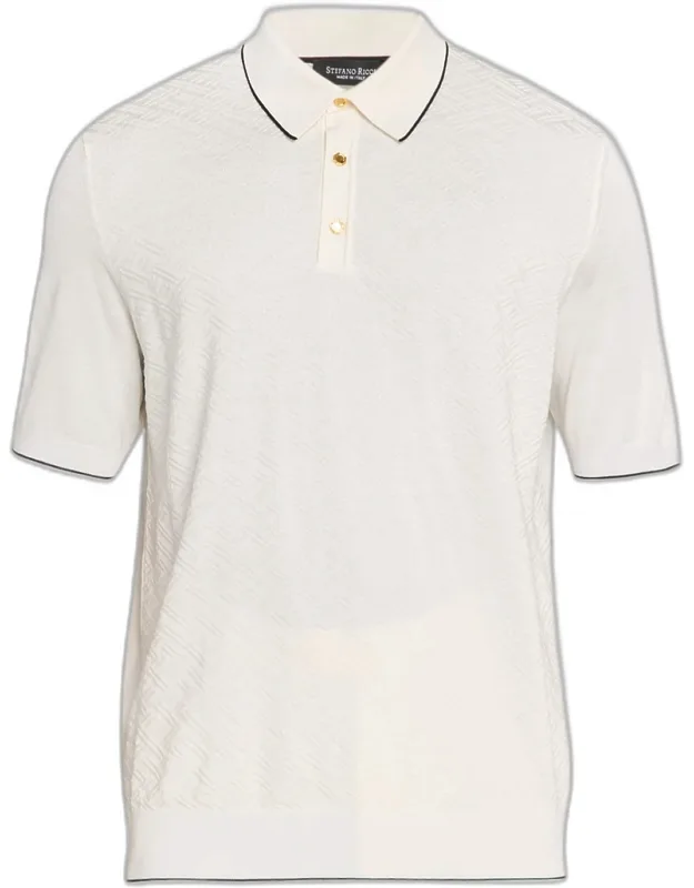 Jacquard Silk Knit Polo Shirt