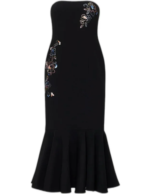 Blooming Linework Strapless Dress
